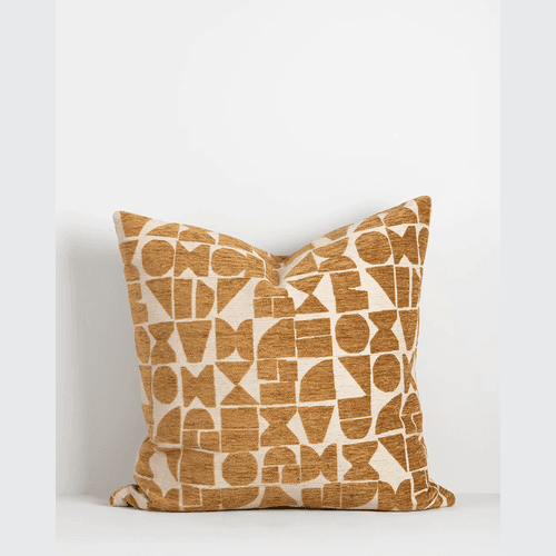 Baya Miller Cushion - Toffee | Geometric Pattern