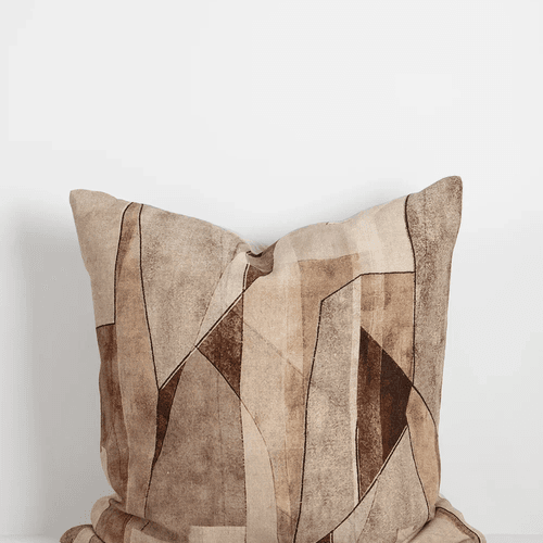 Baya Grove Linen Cushion - Brick | Abstract Print