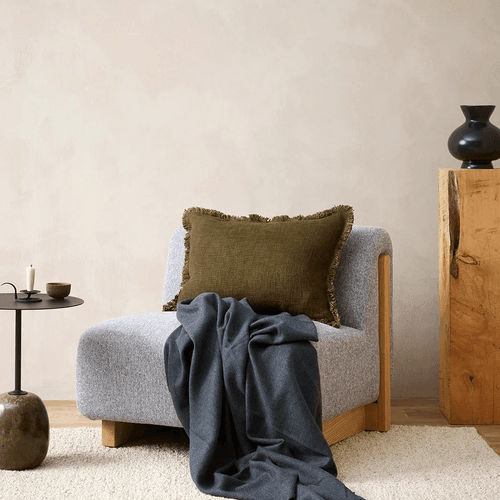 Baya Dover Cushion - Leaf | Lumbar with Fringe