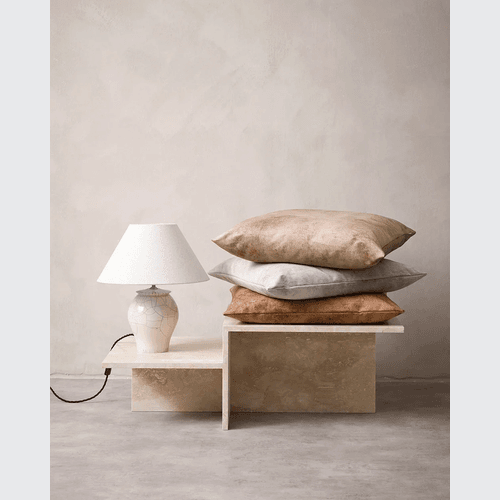 Baya Theo Velvet Cushion - Leather | Large 60 x 60cm