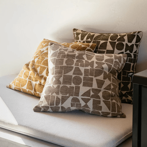 Baya Miller Cushion - Mushroom | Geometric Pattern