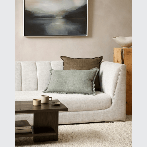 Baya Dover Cushion - Sage | Lumbar with Fringe