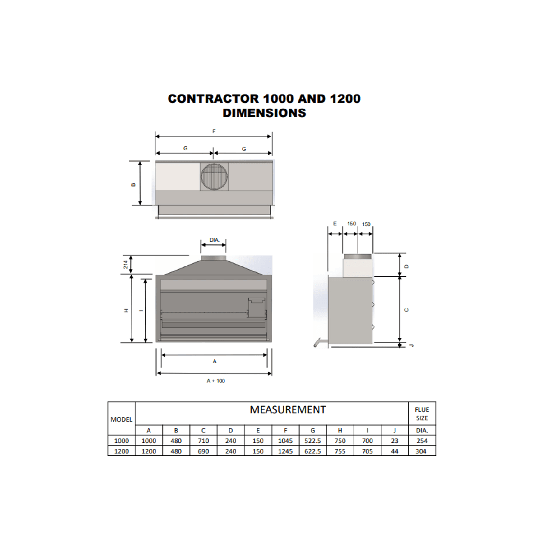 Contractor - Wood Fired BBQ | Wood Fireplace dimensions