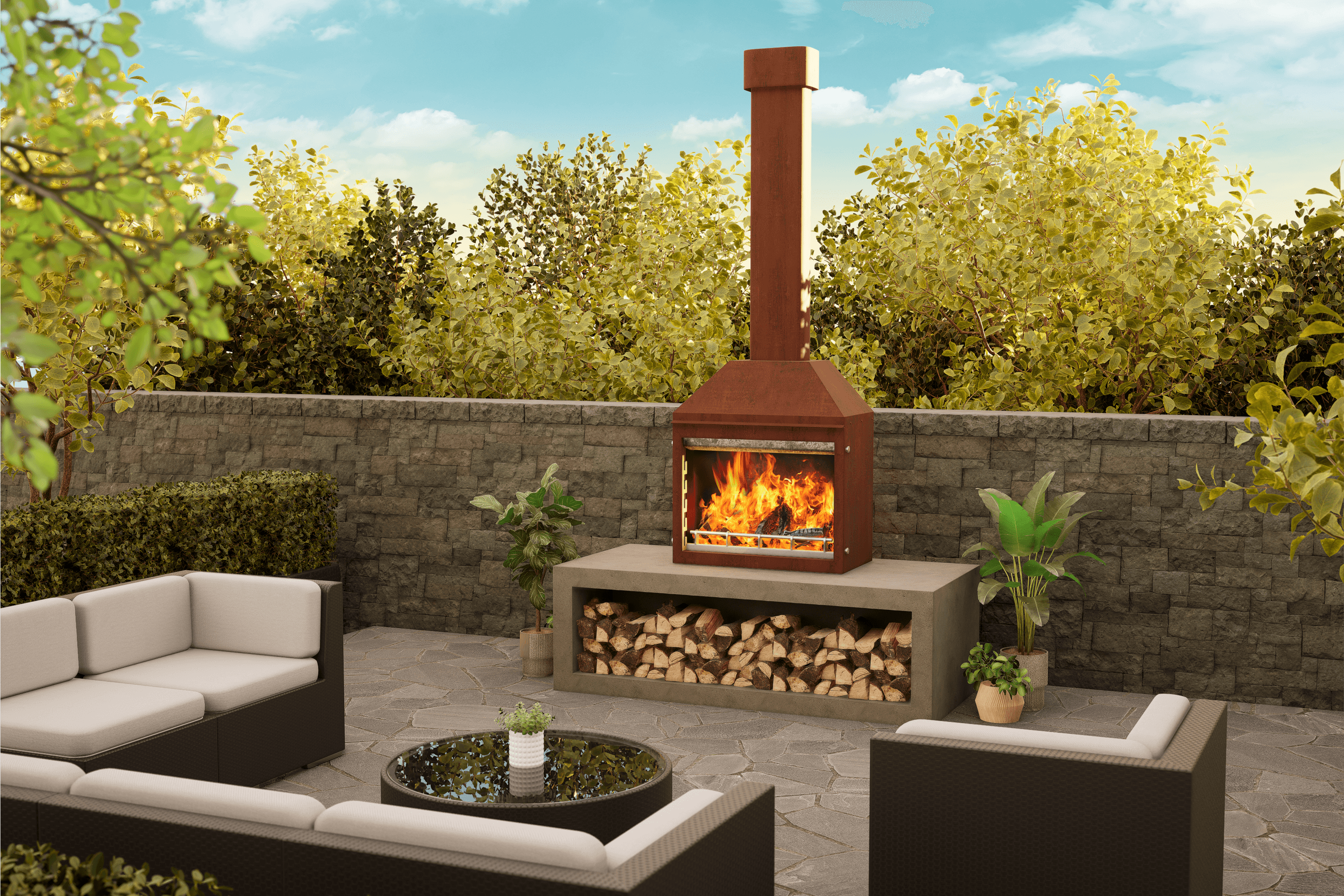 Zara Freestanding Outdoor Fire and BBQ