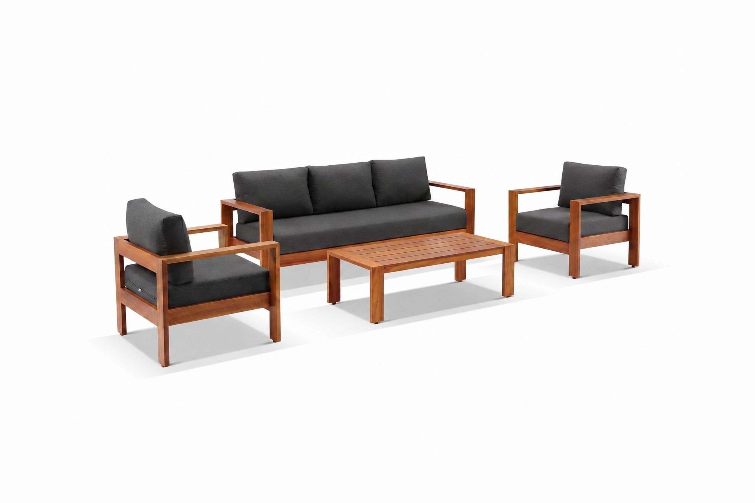 Delta 4pc Teak Lounge Set - Sooty Sunbrella