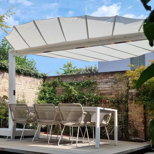 Leaf Outdoor Shade with Heat, Light & Cooling