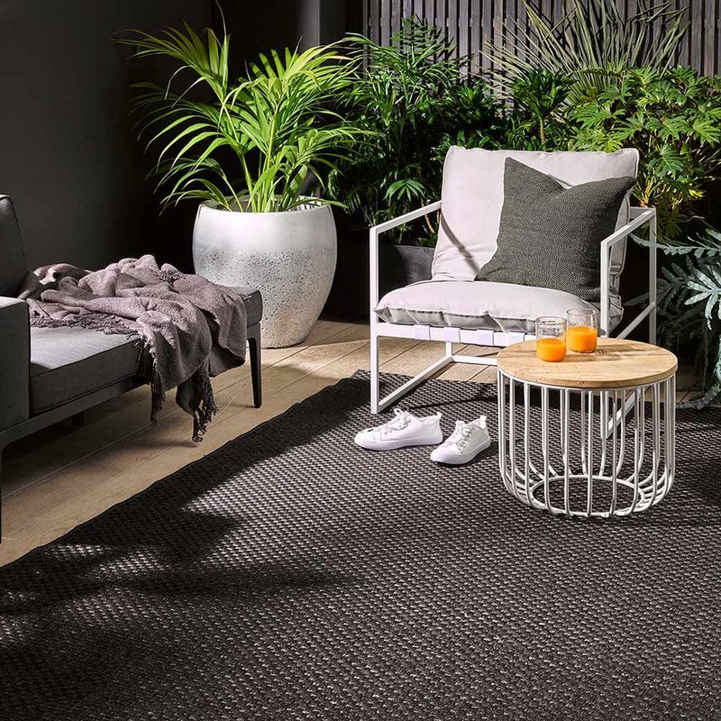 Baya Flax Outdoor Rug - Charcoal