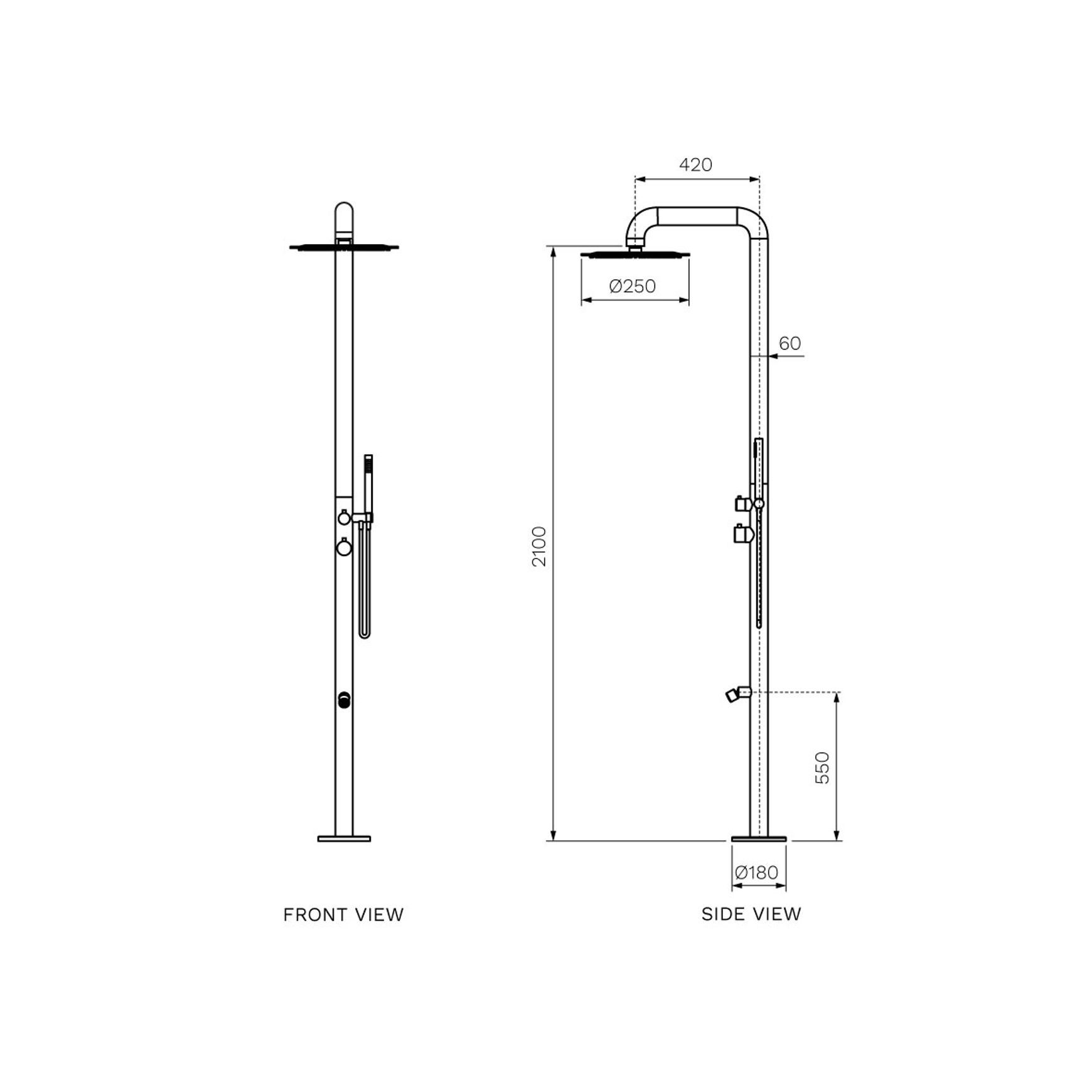Envy Outdoor Shower Column w/Foot Spray & Handpiece