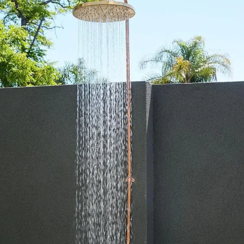 Byron Outdoor Shower with Foot Tap | Hot+Cold | Brass