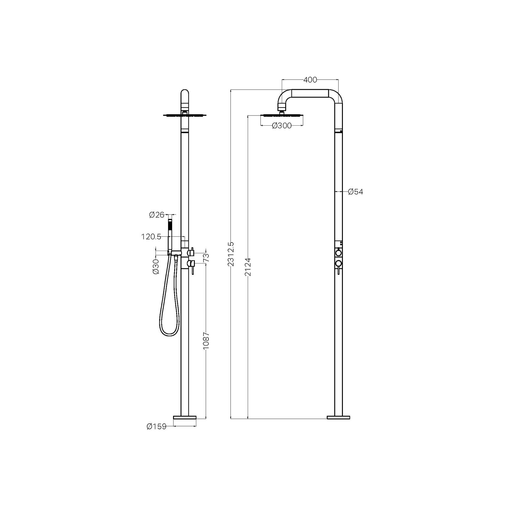 Zen SS316L Outdoor Freestanding Shower Column | Brushed Bronze