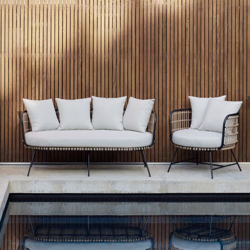 Arden Bamboo Wicker 2 Seater Outdoor Lounge
