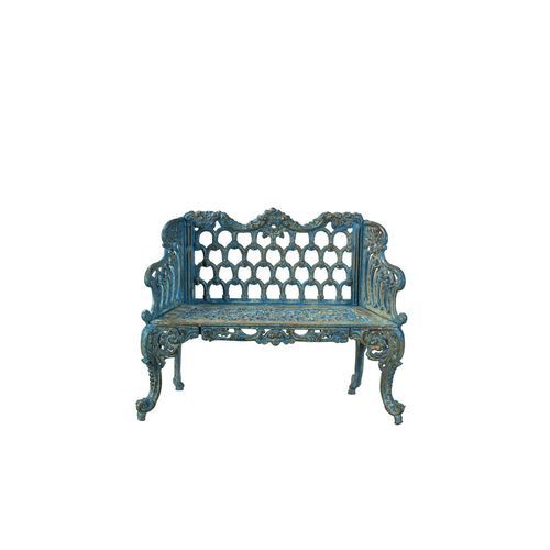 Ornate Iron Bench - Blue