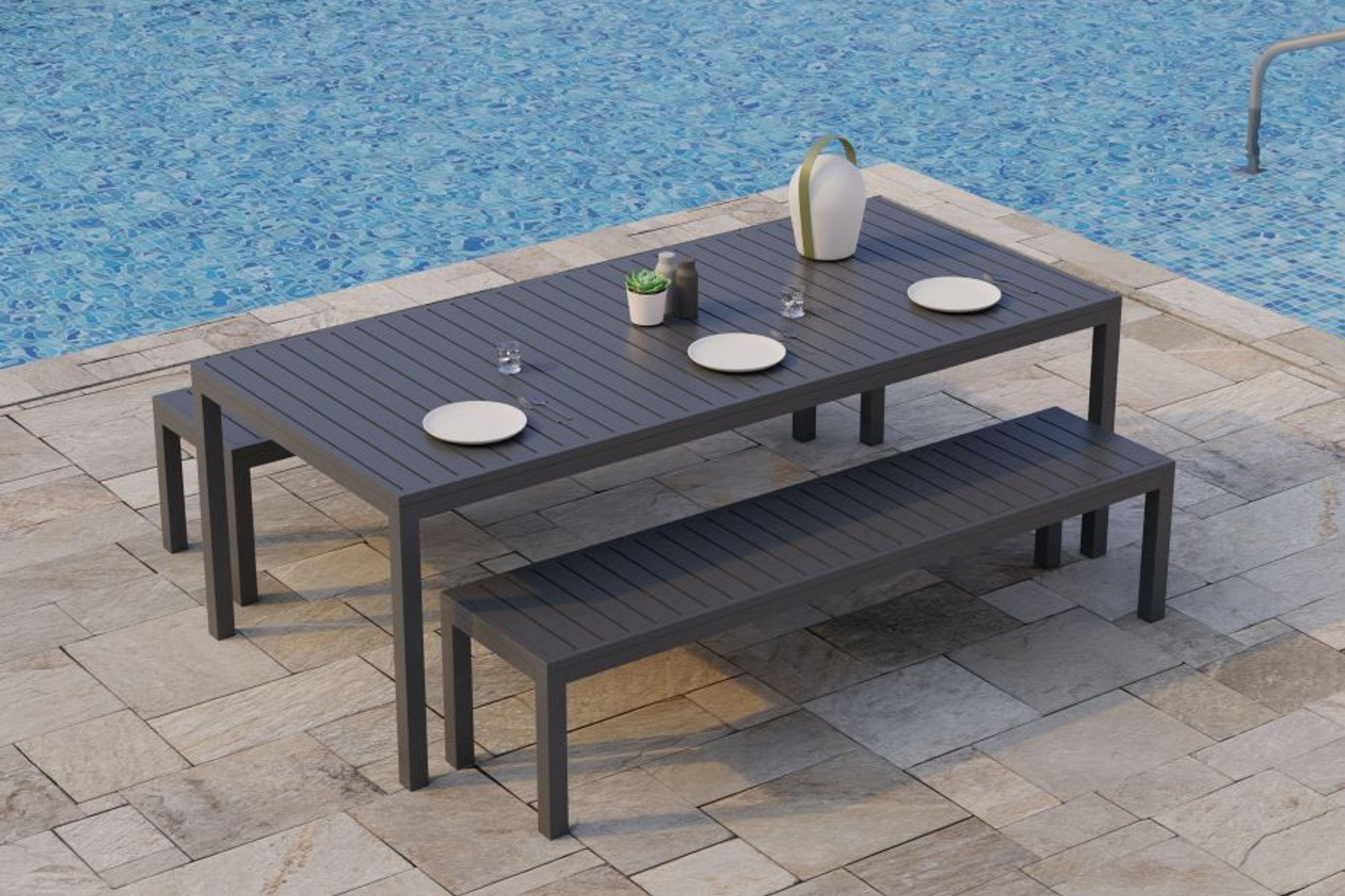 Halki Bench Seat - Outdoor - 190cm - Charcoal