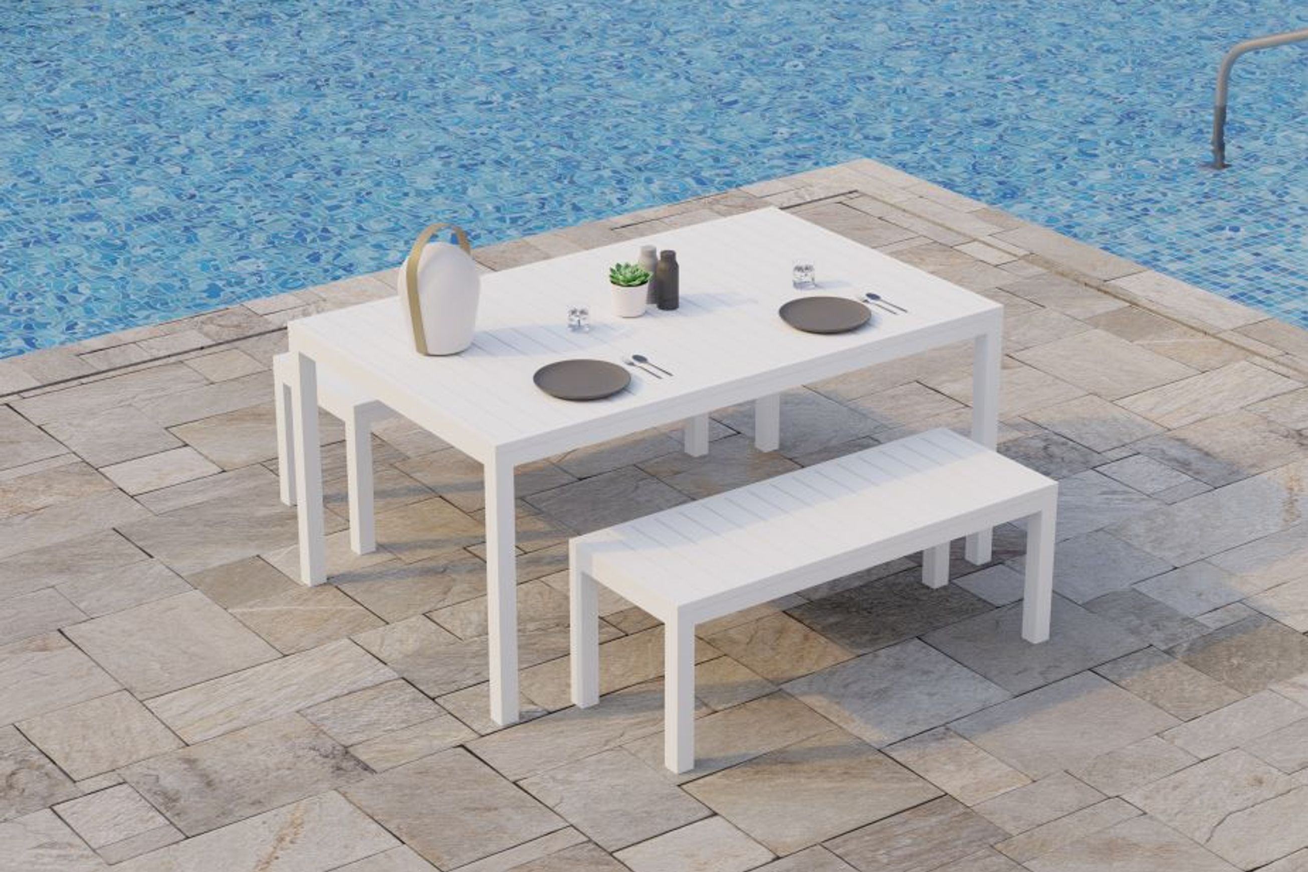 Halki Bench Seat - Outdoor - 120cm - White