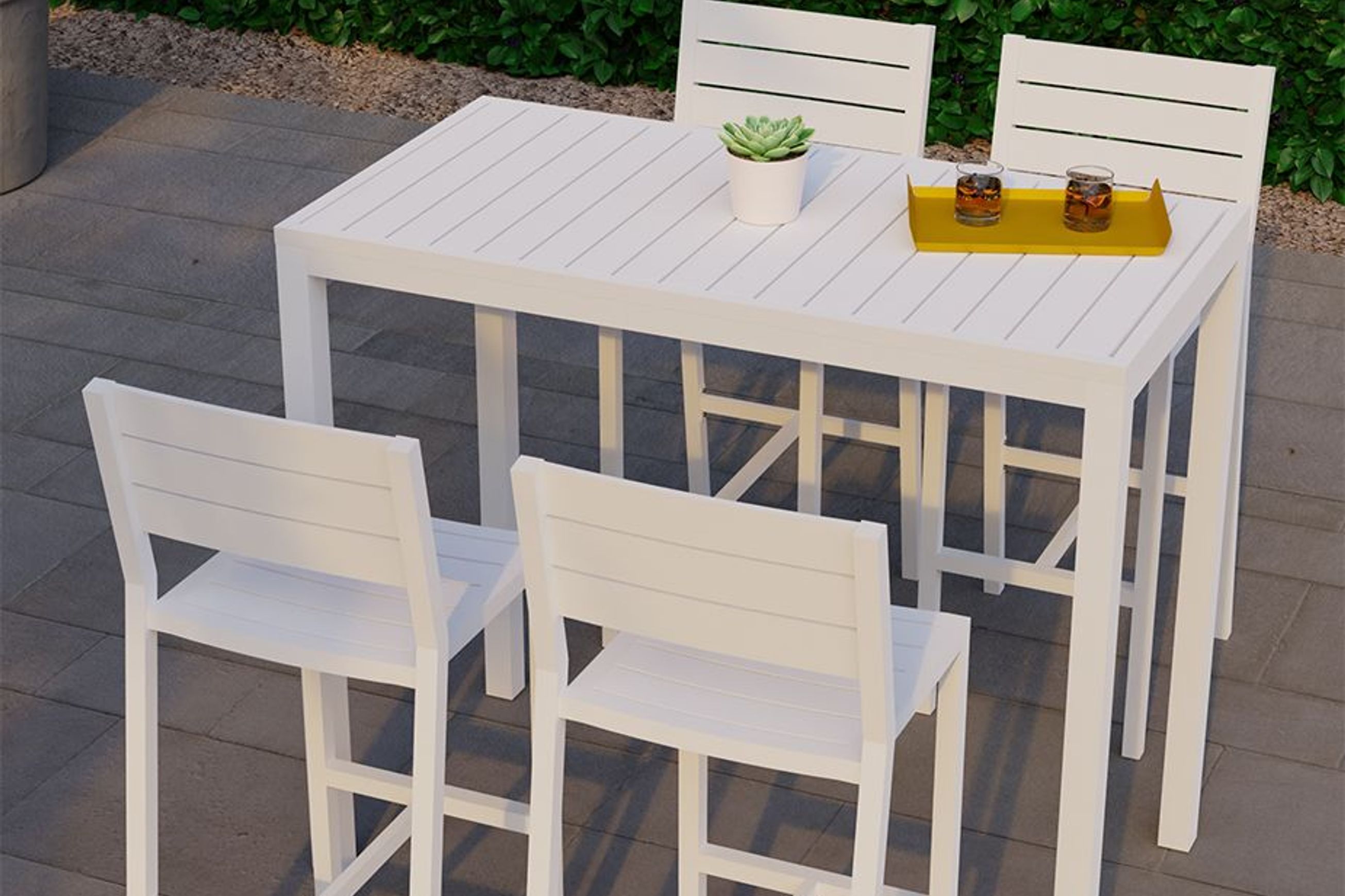 Halki Table - Outdoor - High Bar - 125cm x 65cm - White