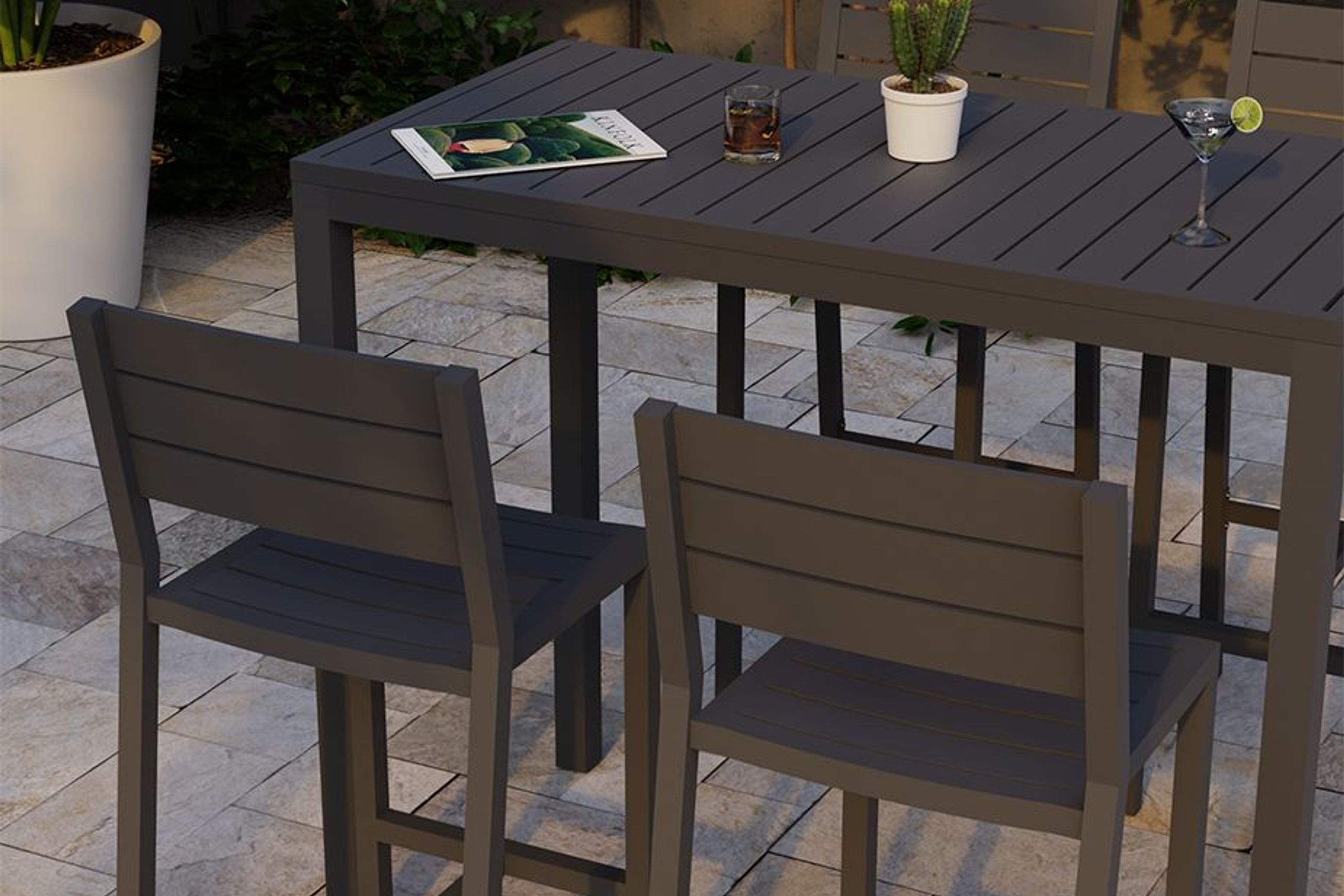 Halki Table - Outdoor - High Bar - 125cm x 65cm - Charcoal