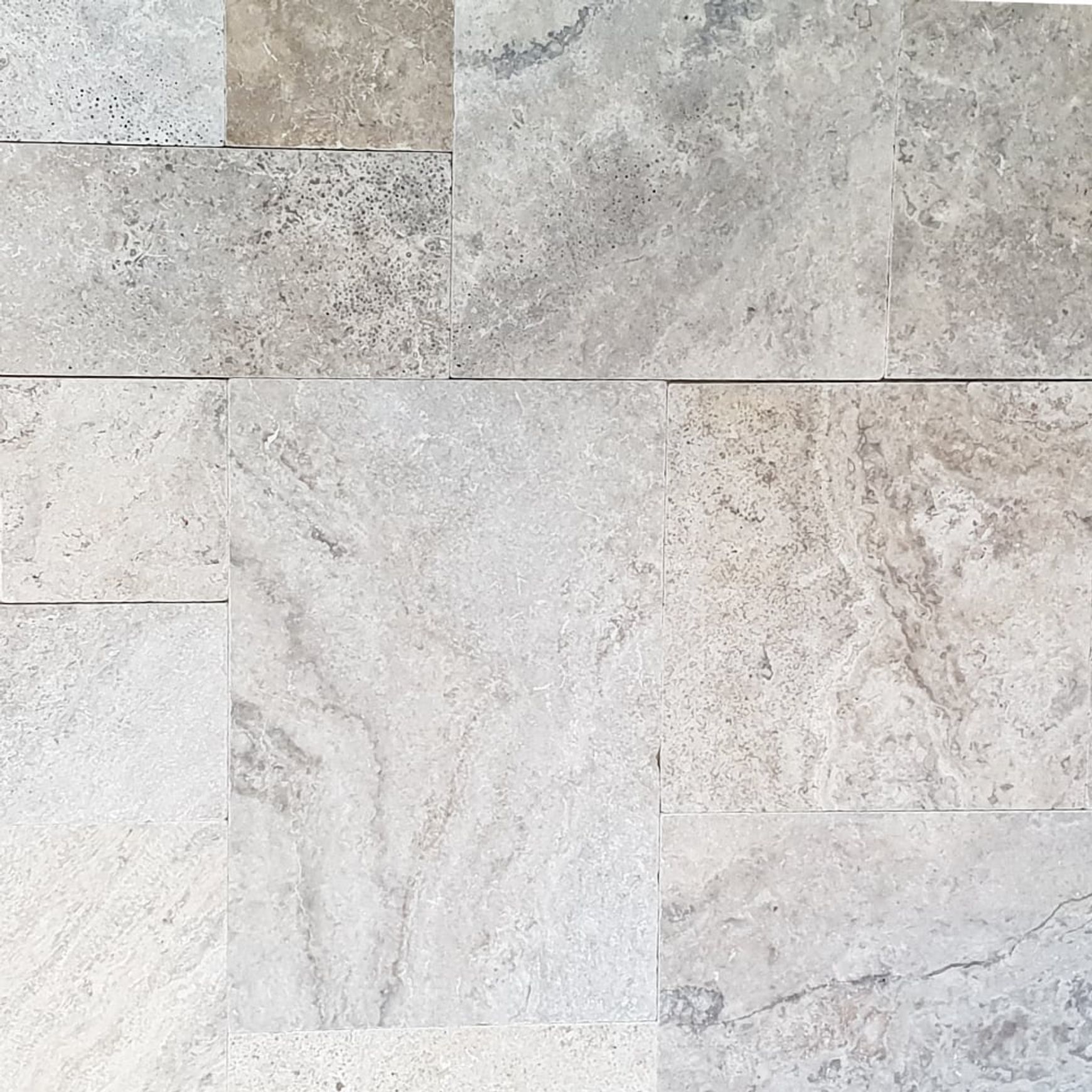 12mm Aqua Silver Travertine French Pattern Tiles