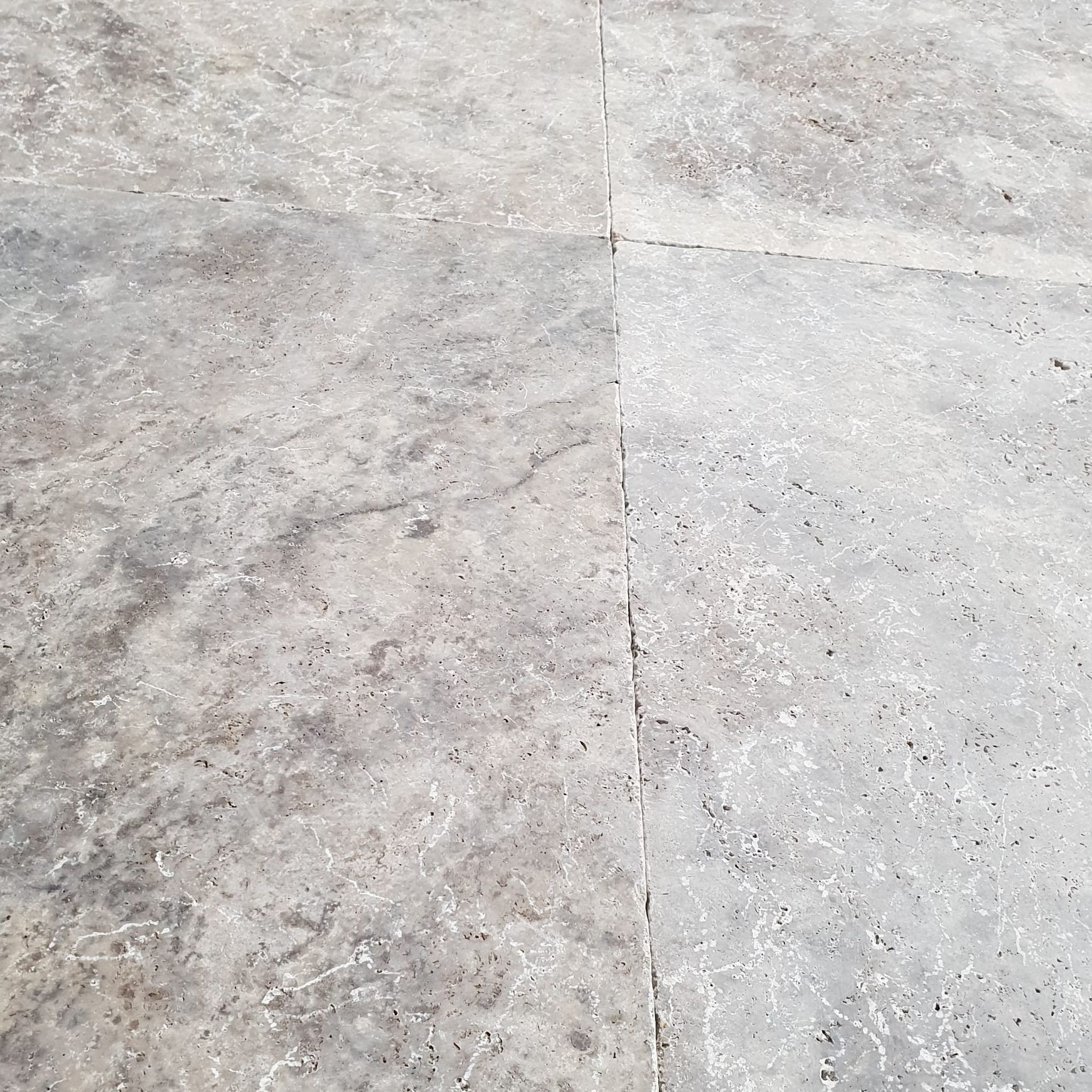 30mm Classic Silver Travertine Pavers - Tumbled & Unfil