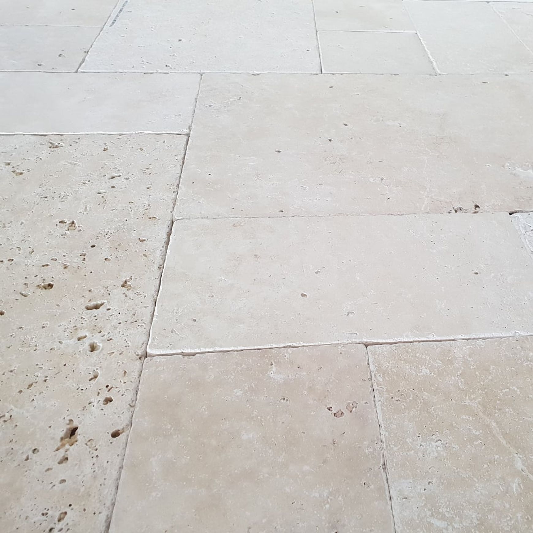 12mm Ivory Travertine French Pattern Tiles  - Tumbled
