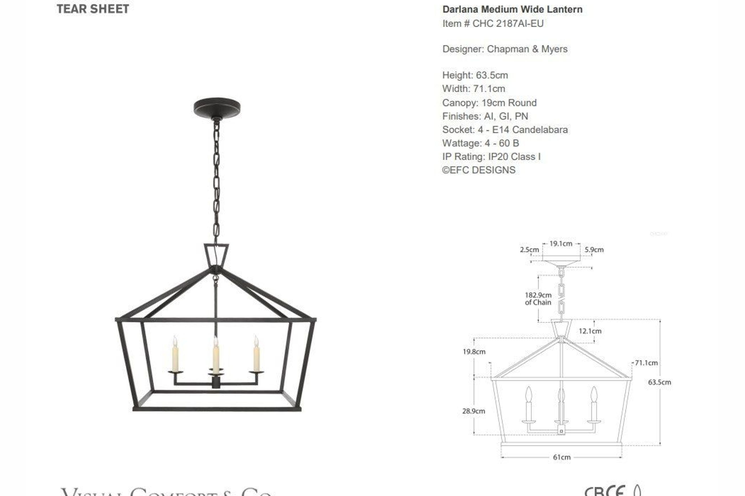 Visual Comfort E. F. Chapman Darlana Medium Lantern