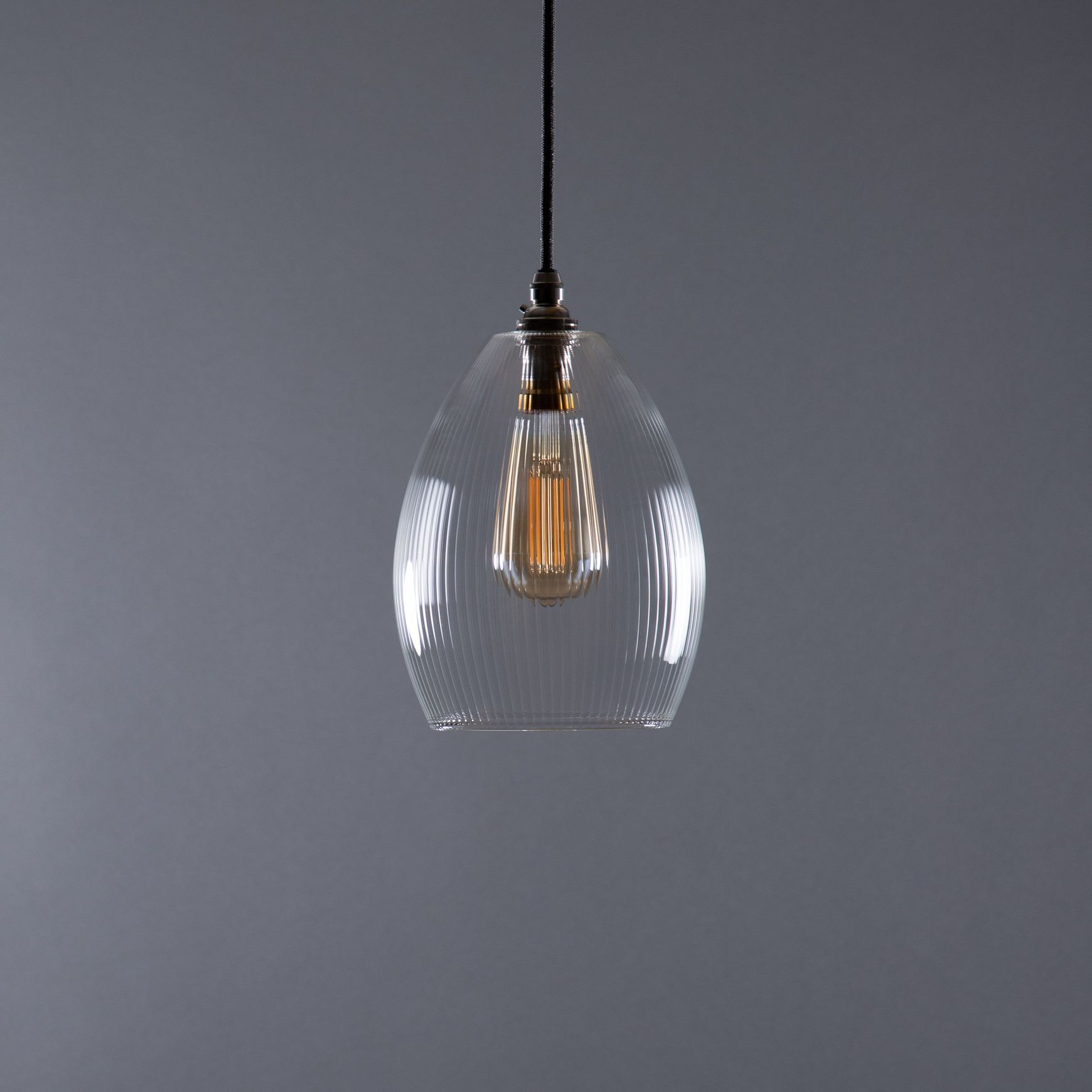 Jules Fine Ribbed Glass Pendant