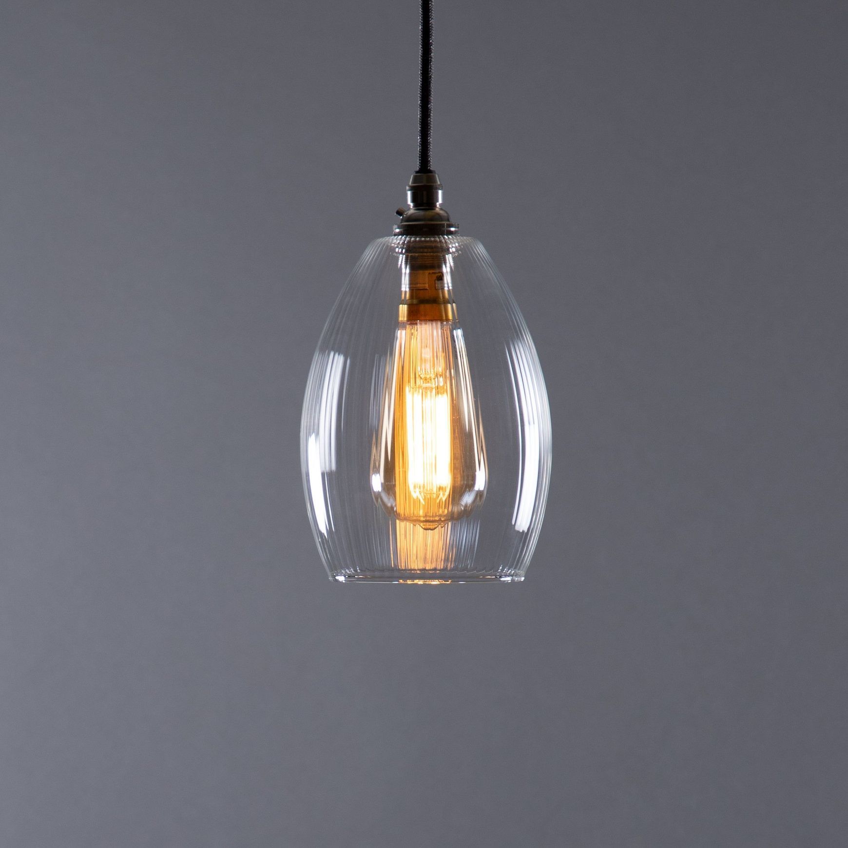 Jules Fine Ribbed Glass Pendant
