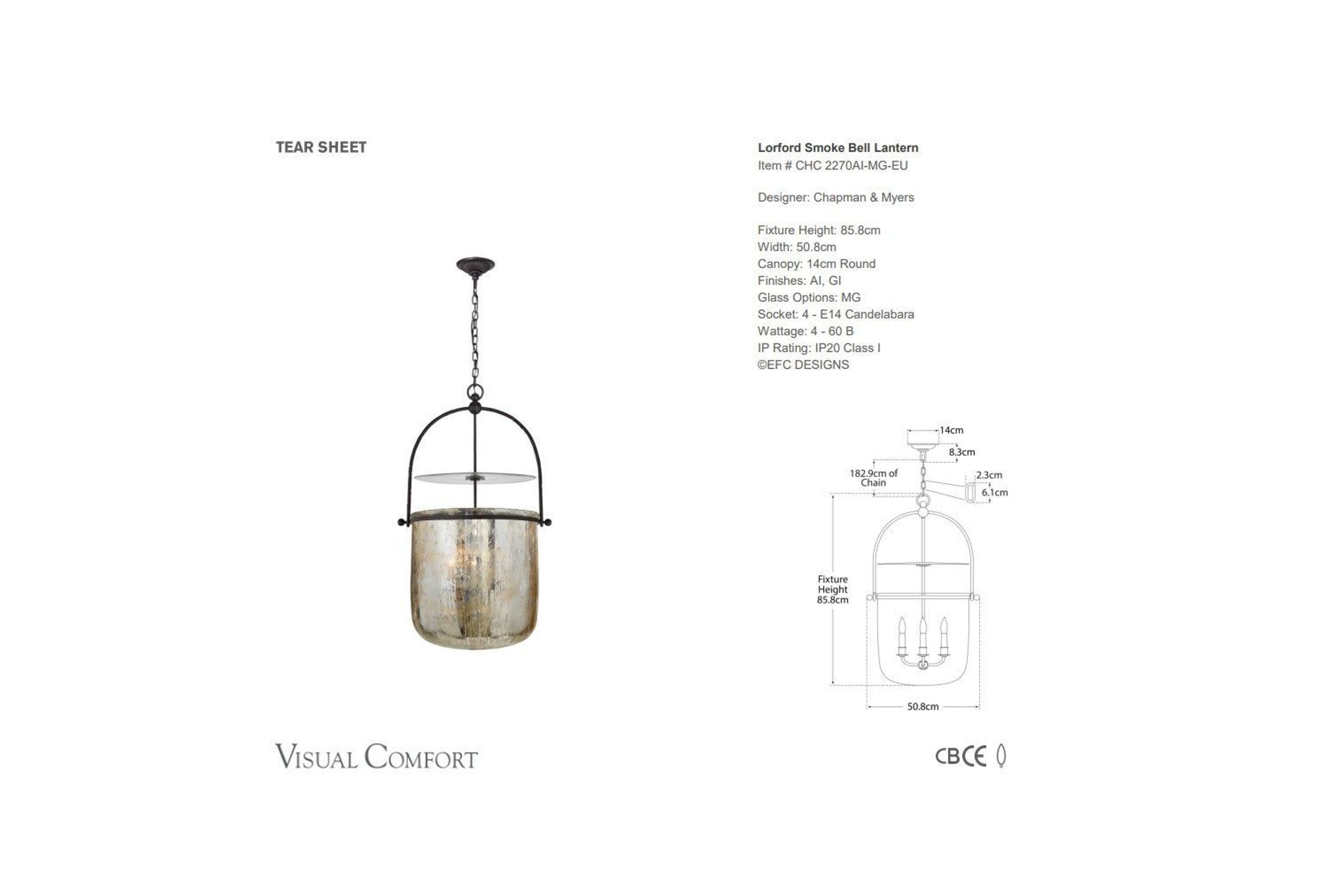 Visual Comfort Chapman & Myers Lorford Smoke Lantern