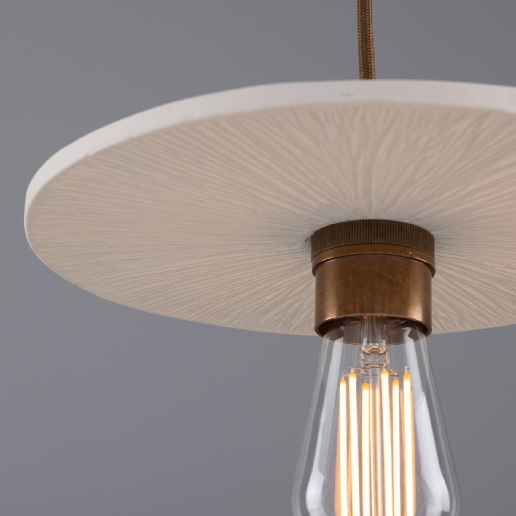 Bog Oak Matt White Striped Pendant Light