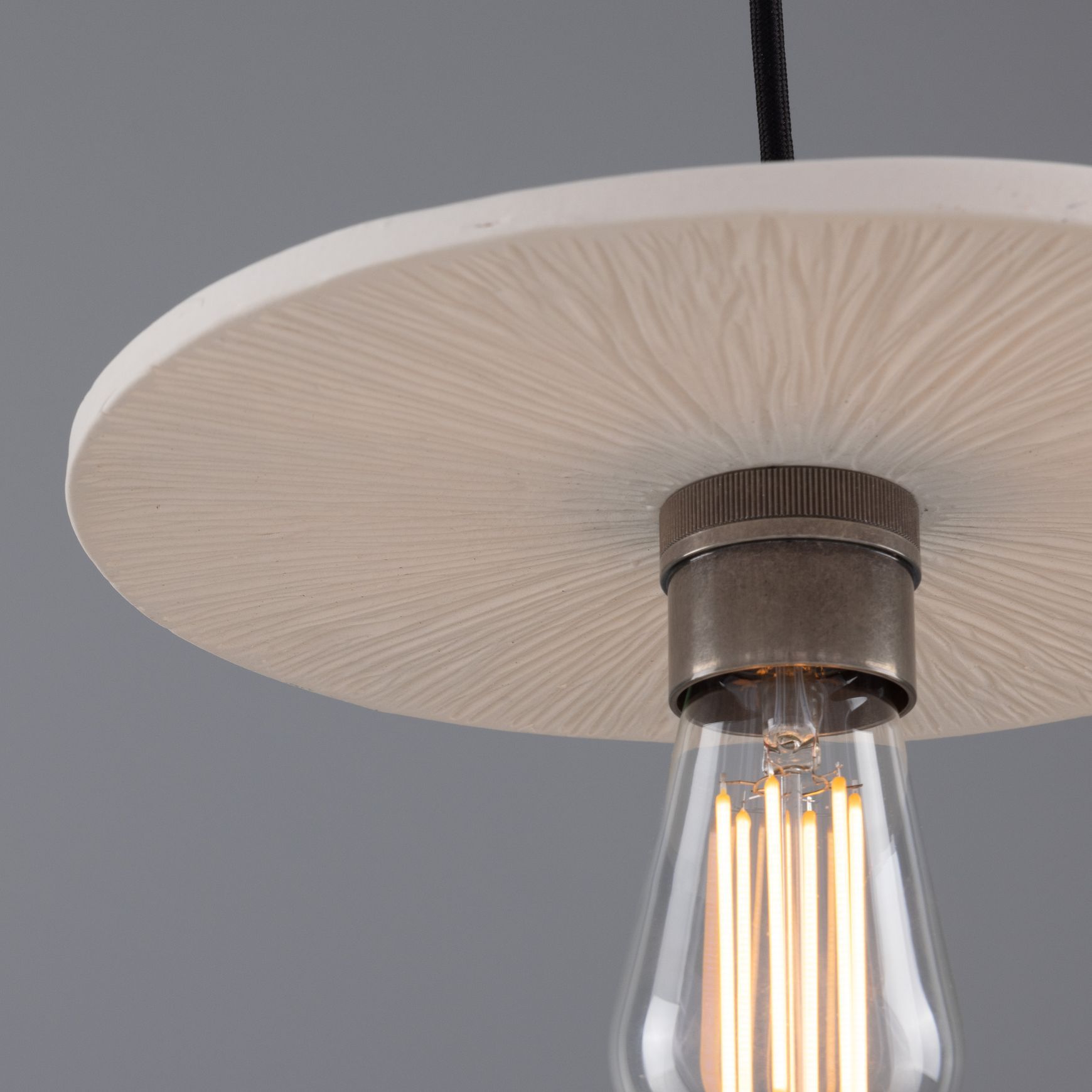 Bog Oak Matt White Striped Pendant Light