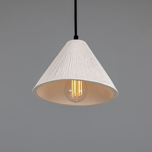 Tilia 28cm Matt White Striped Pendant Light