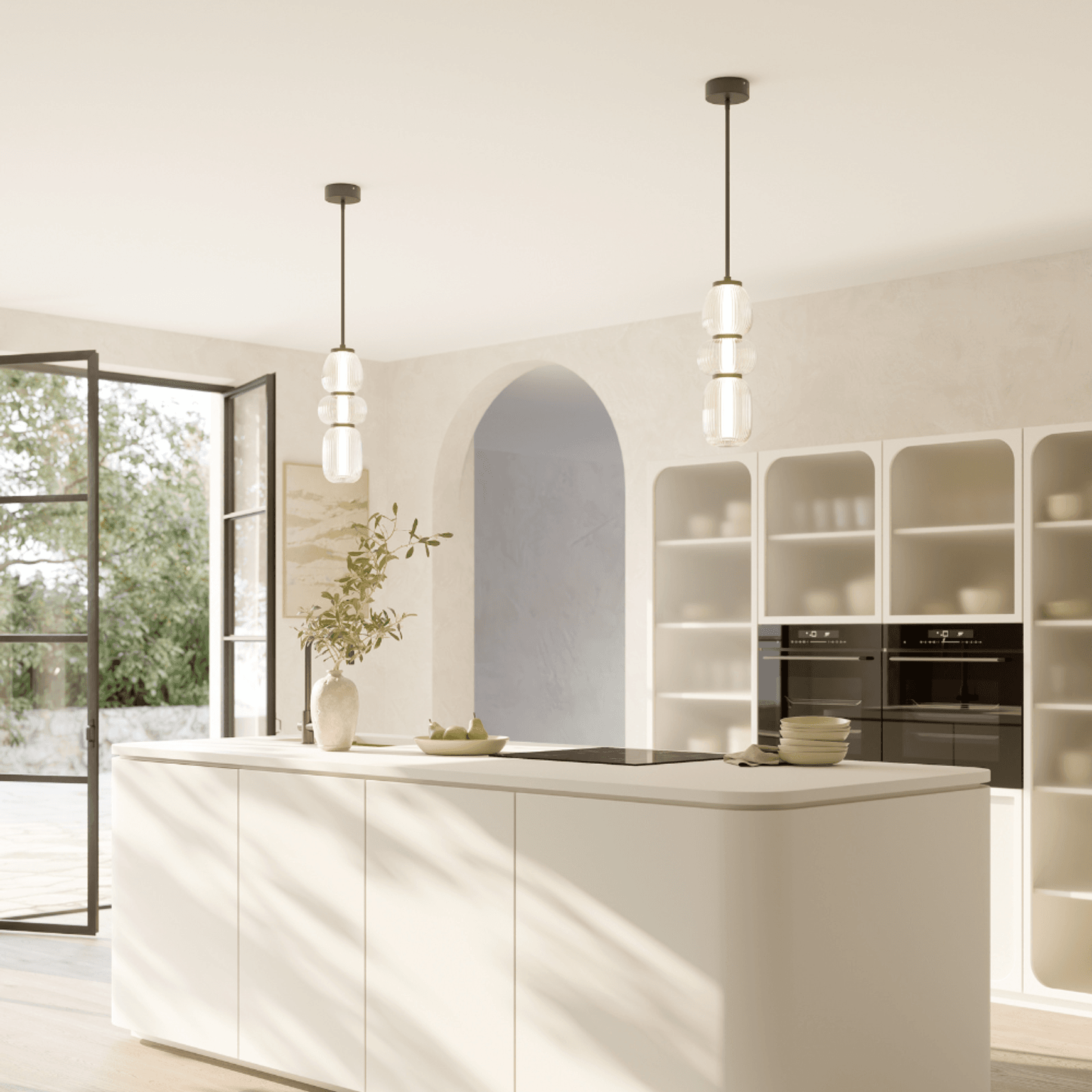 Layla 1 Light Mini Glass Pendant - Small in Matte Black