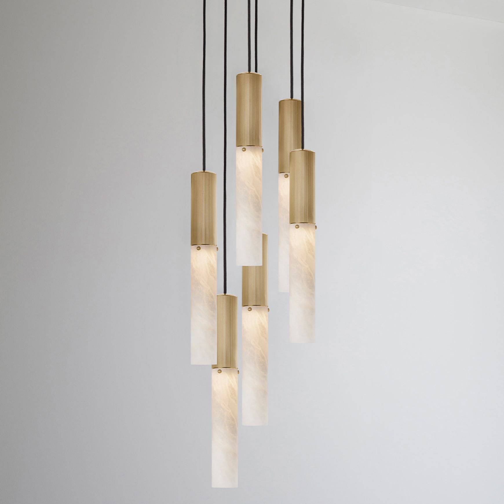 Flume Alabaster 6lt Pendant Light