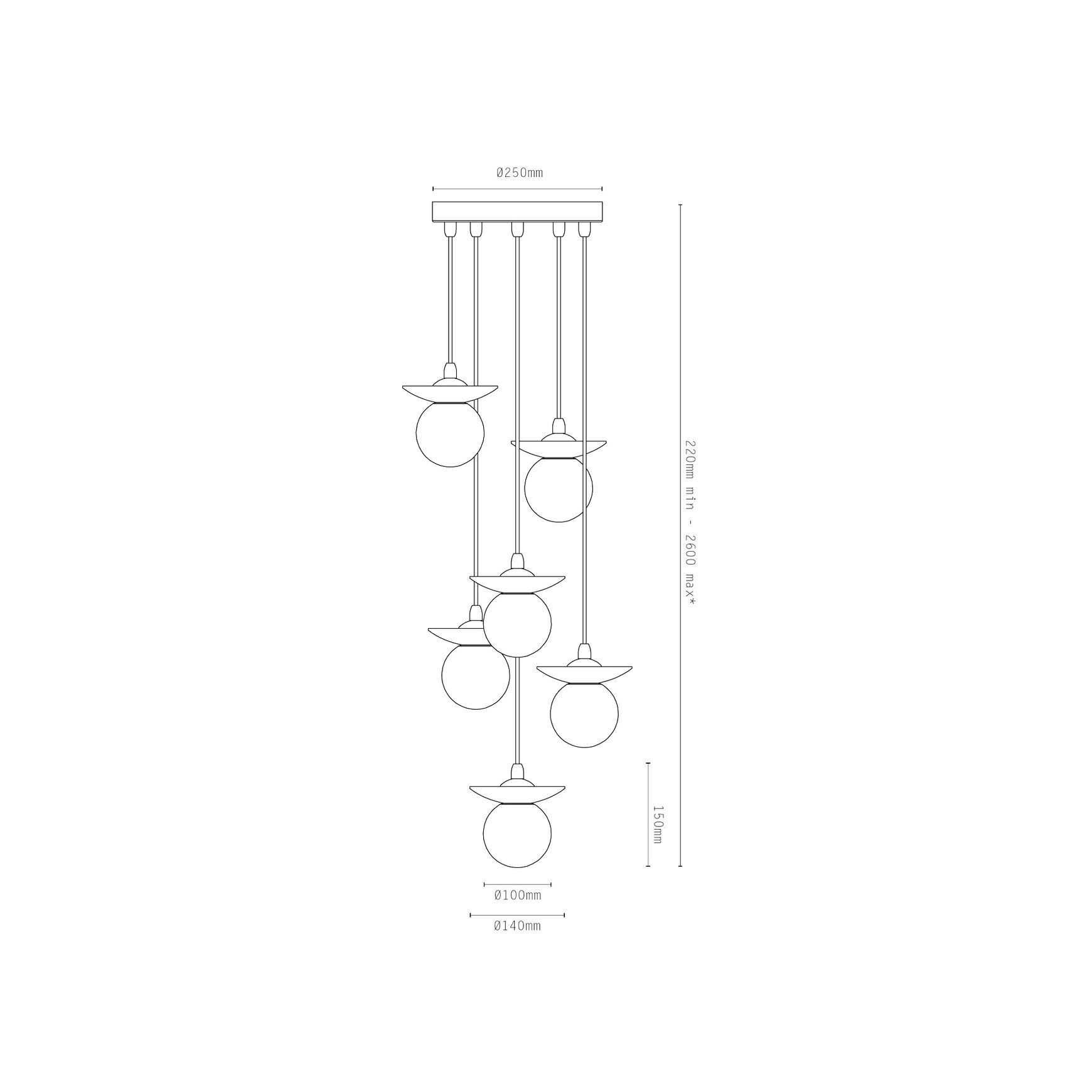 Orbit Stone 6lt Pendant Light