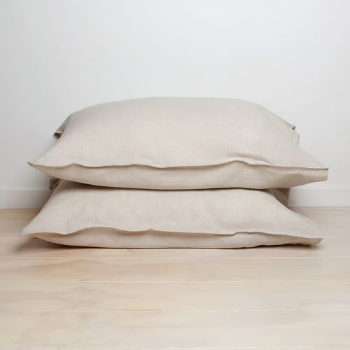 100% French Linen Pillowcase Pair - Natural Oat