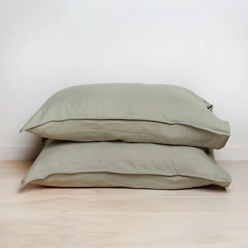 100% French Flax Linen Pillowcase Pair - Sage