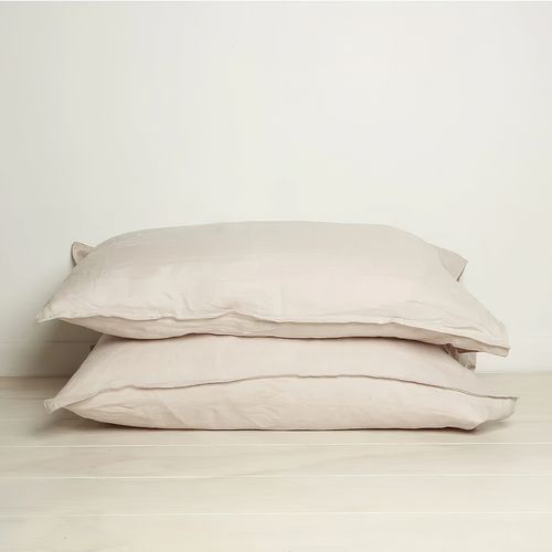 100% French Flax Linen Pillowcase Pair - Latte