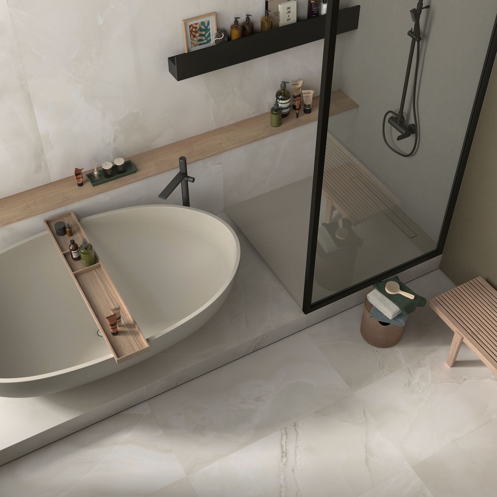 Onyx White Marble Look Porcelain Tiles
