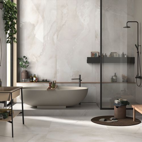 Onyx White Marble Look Porcelain Tiles