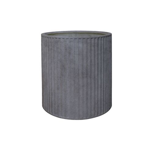 Piako Ribbed Cylinder Planter Weathered Cement - Large