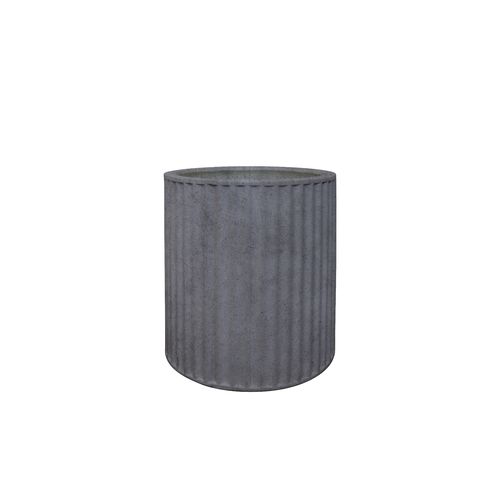 Piako Ribbed Cylinder Planter Weathered Cement - Small
