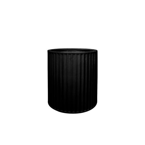 Piako Ribbed Cylinder Planter Black - Small