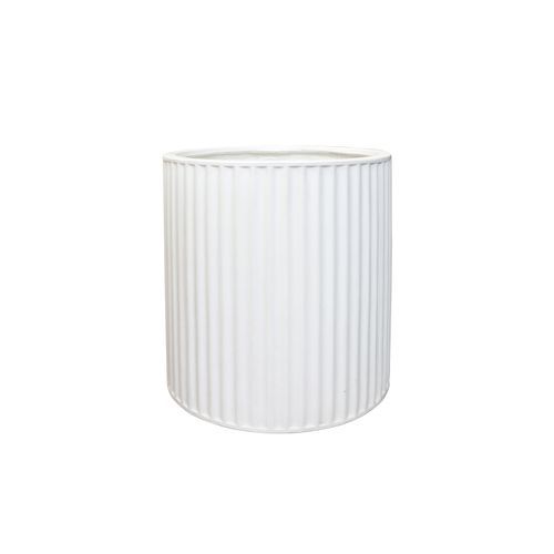 Piako Ribbed Cylinder Planter White - Medium