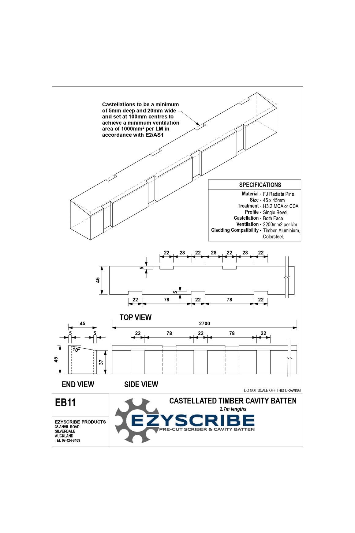EB11 | Pre-Cladding dimensions