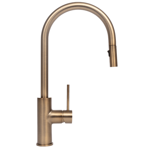 Mira Brushed Vintage Antique Brass Pull Out Mixer