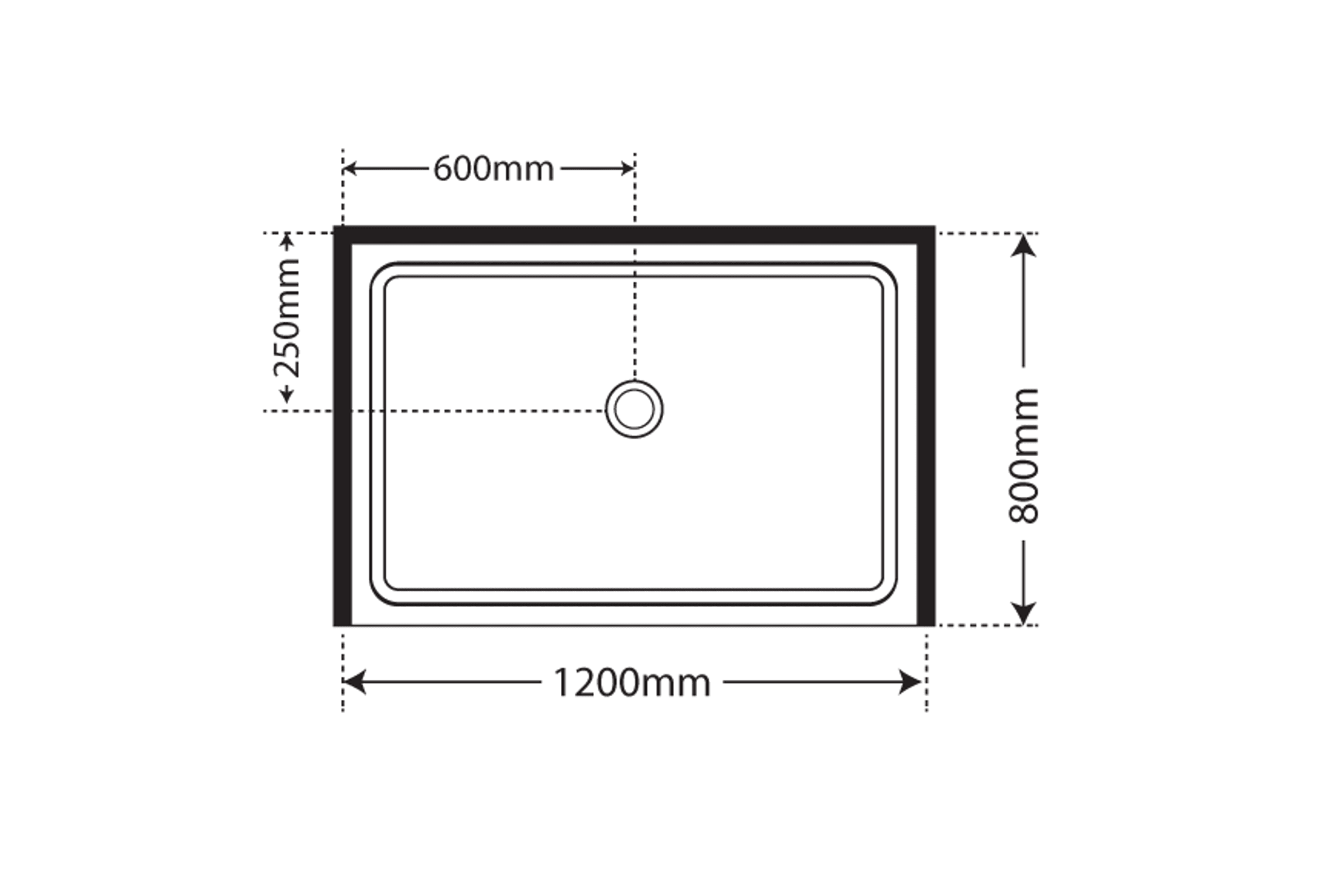 Horizon Alcove Sliding Door Shower with Grey Glass dimensions