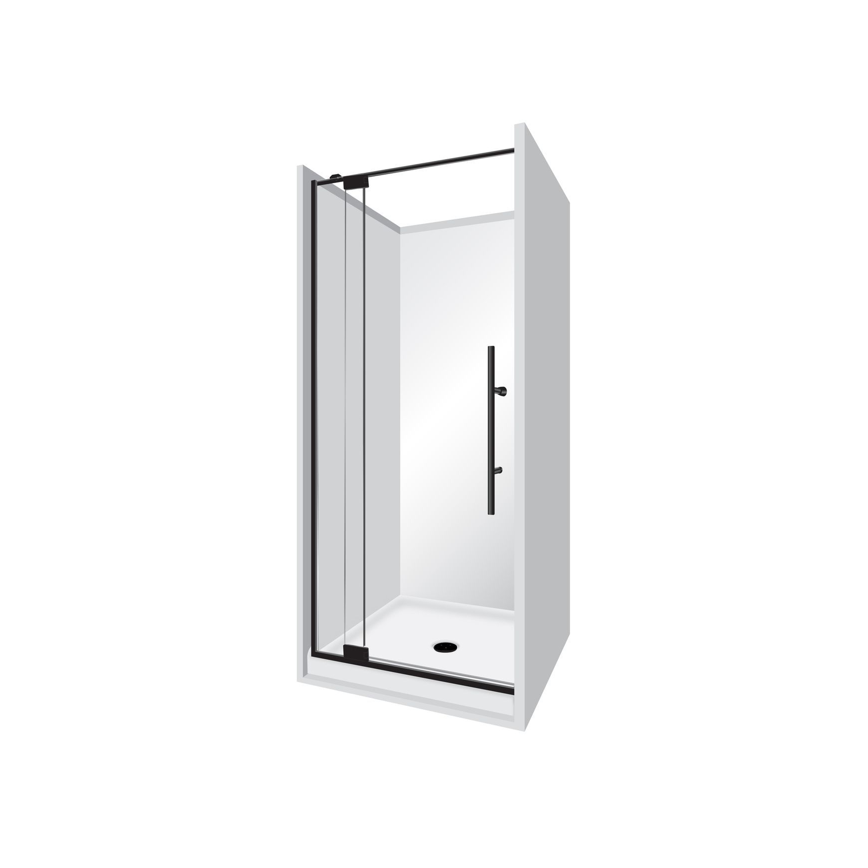 Adjustable Frameless Pivot Alcove 900