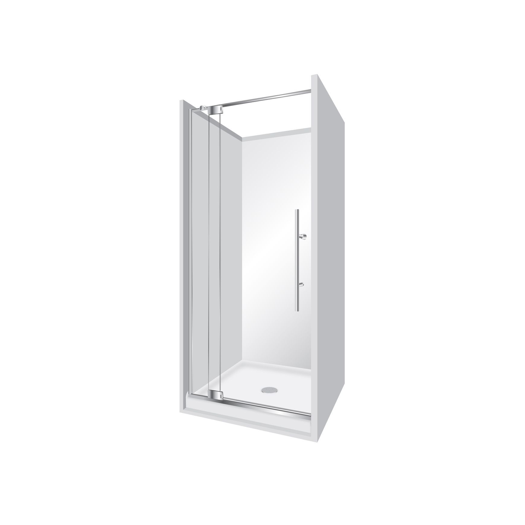 Adjustable Frameless Pivot Alcove 900