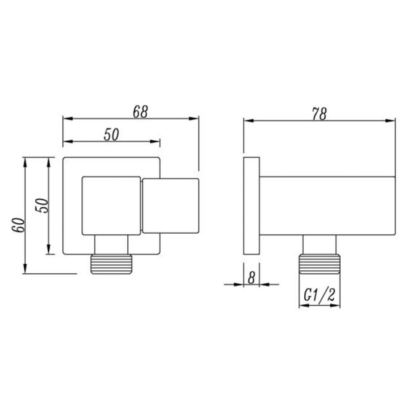 Square Shower Rail Matte Black dimensions
