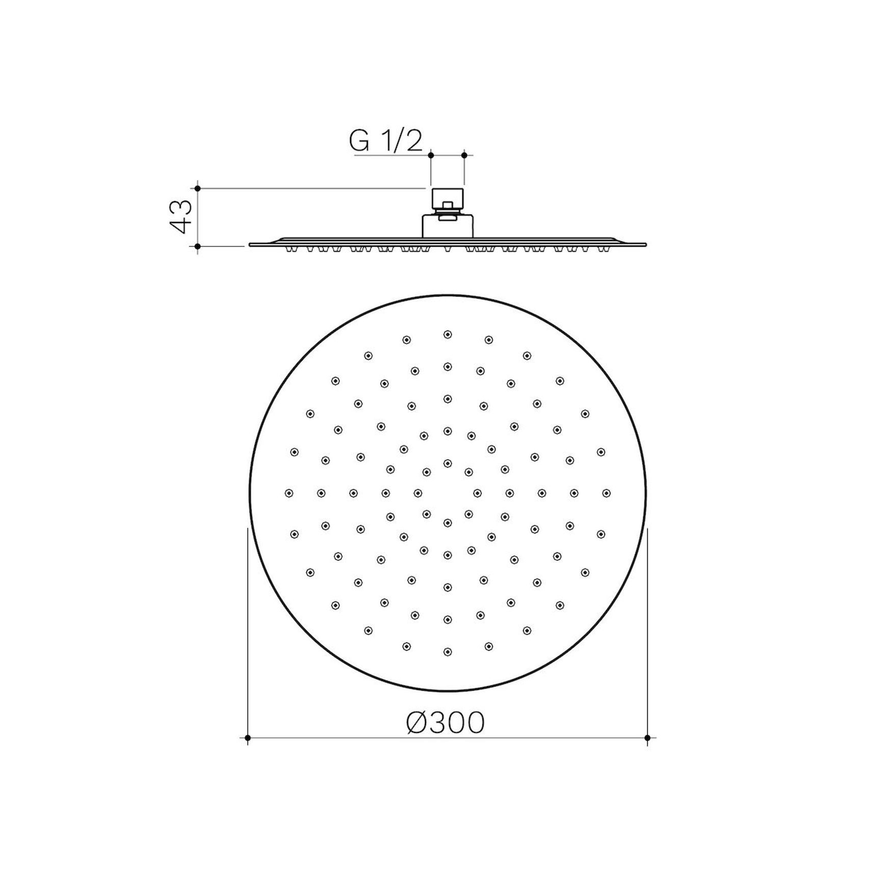 Urbane II Rain Shower Head Round 300mm