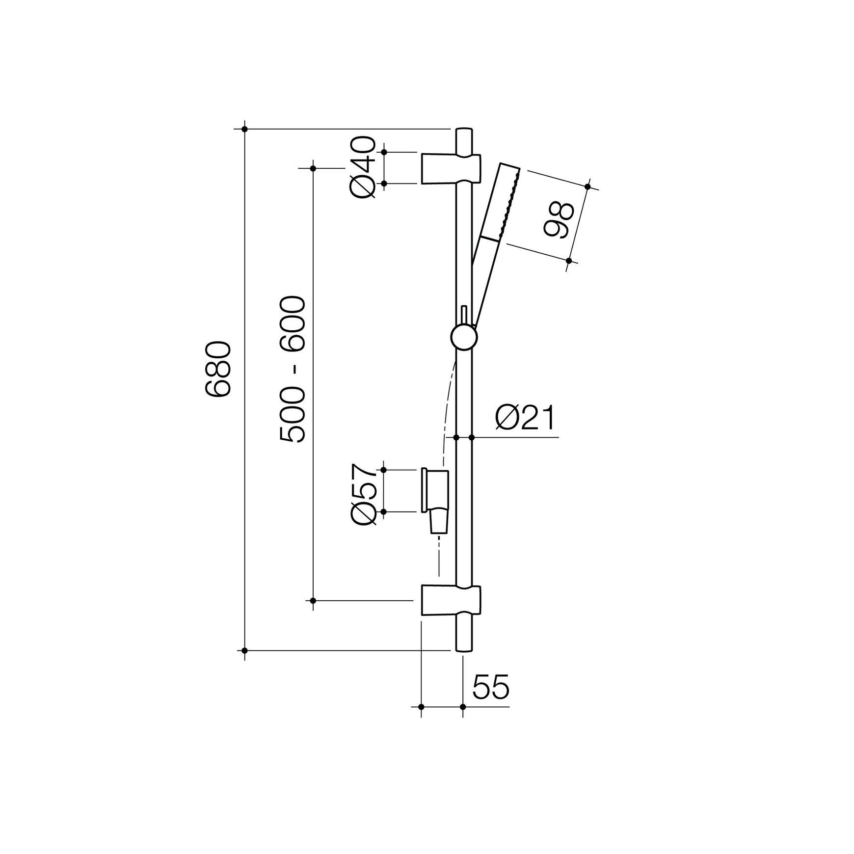 Liano II 3 Function Microphone Rail Shower